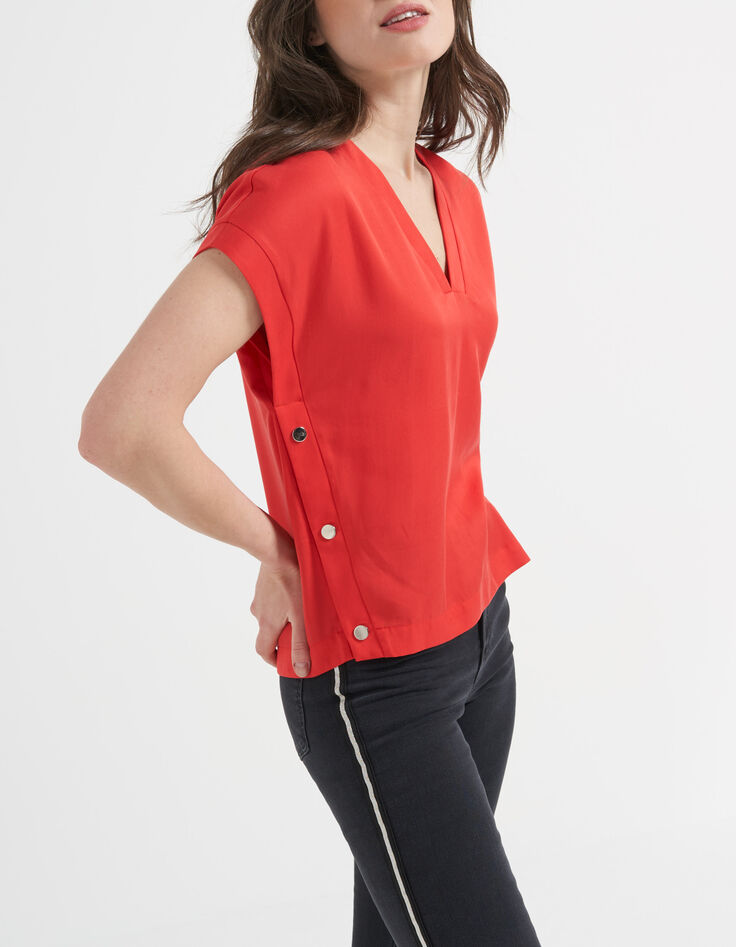 Top coquelicot avec pressions côté I.Code-1 Top coquelicot avec pressions côté I.Code-1