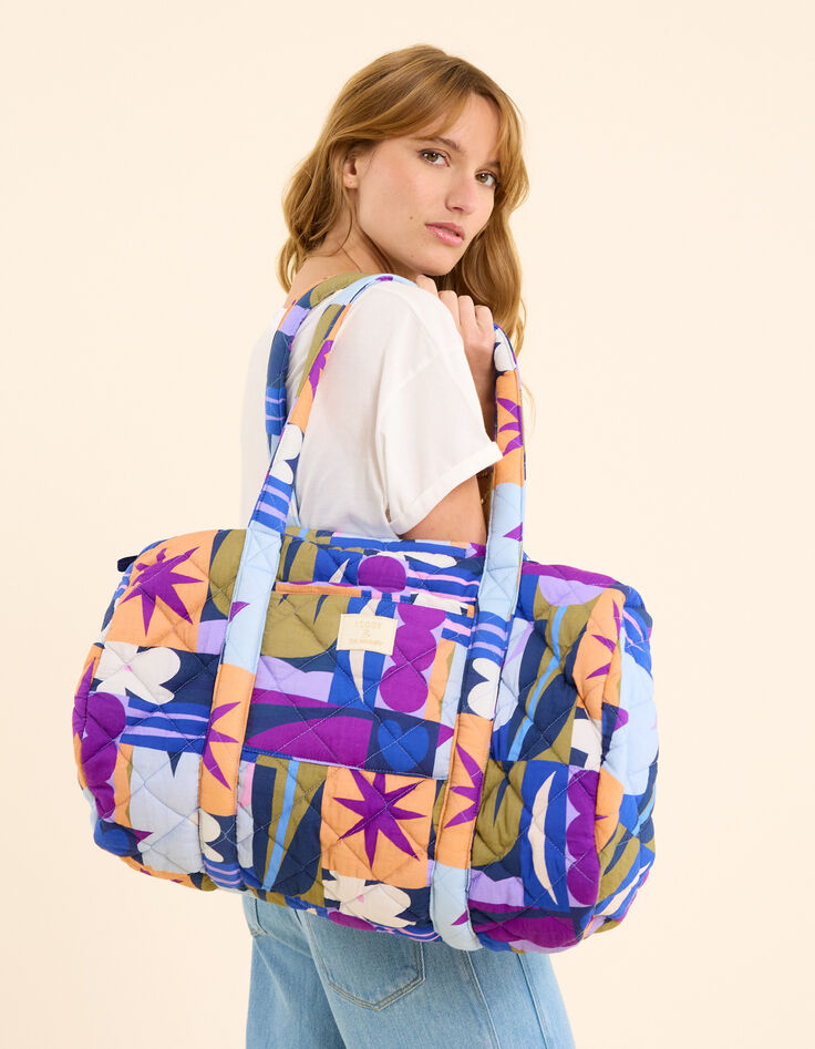 Sac beige visuel floral graphique I.Code x THE FEEBLES-1