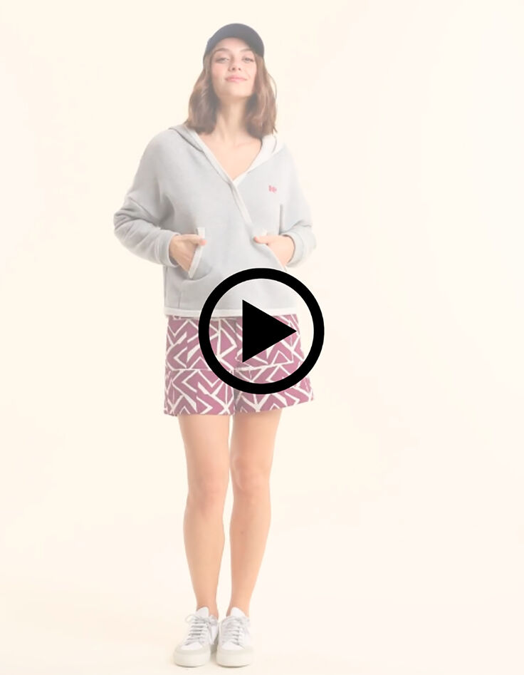 I.Code grey hoodie with wrap-around collar-7