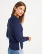 Pull navy bleu tricot à bandes lurex I.Code-4