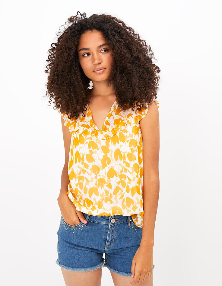 Top jaune à imprimé maxi fleurs I.Code-1