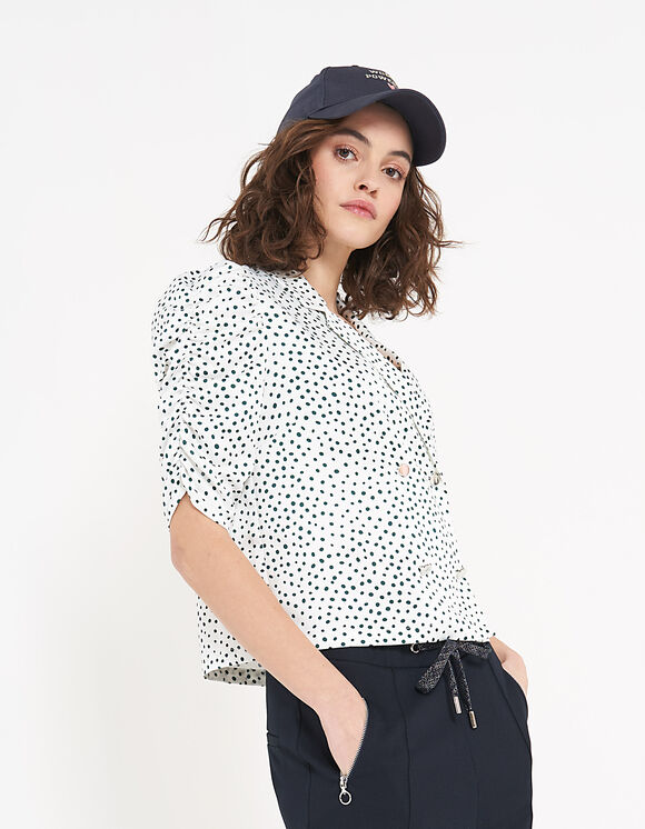 I.Code off-white polka dot print blazer top