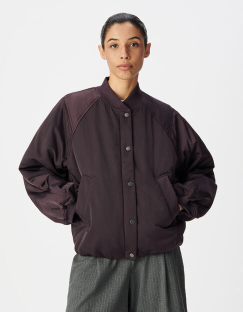 Bomber oversize bordeaux nylon Femme - IKKS