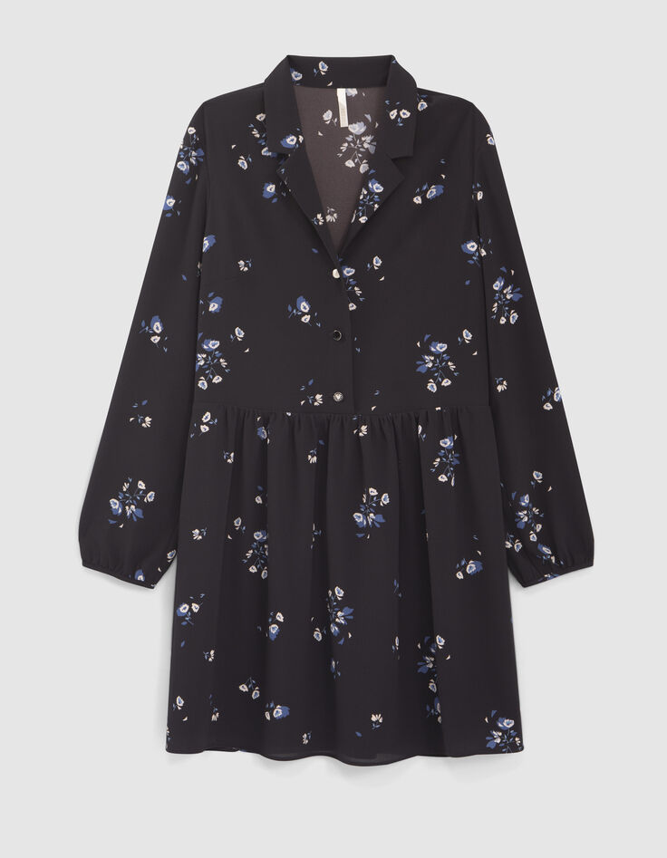 Vestido negro estampado floral I.Code-7 Vestido negro estampado floral I.Code-7