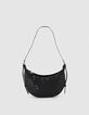 Schwarzes genarbtes Leder Allane halbmondf&ouml;rmige Tasche Gr&ouml;&szlig;e S Damen-1