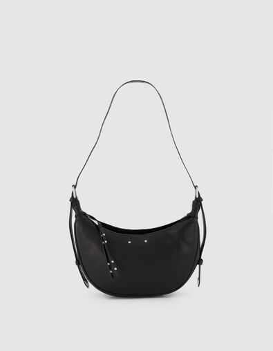 Schwarzes genarbtes Leder Allane halbmondf&ouml;rmige Tasche Gr&ouml;&szlig;e S Damen - IKKS
