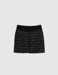 Jupe courte noire bi matière jean et tweed I.Code-4