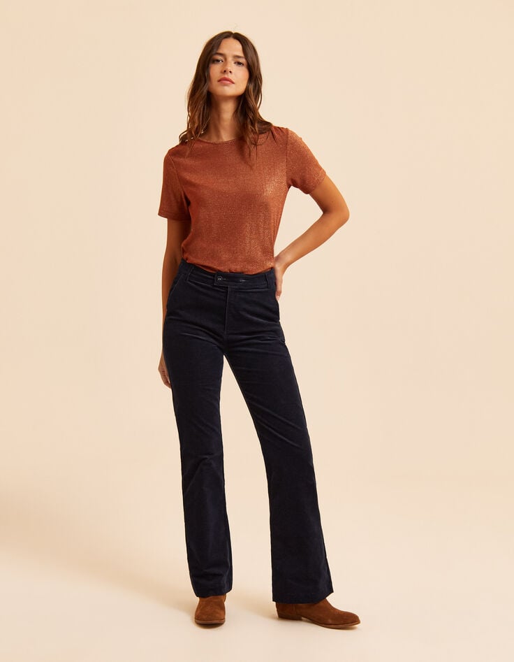 I.Code brown T-shirt with gold lurex stripes-7 I.Code brown T-shirt with gold lurex stripes-7