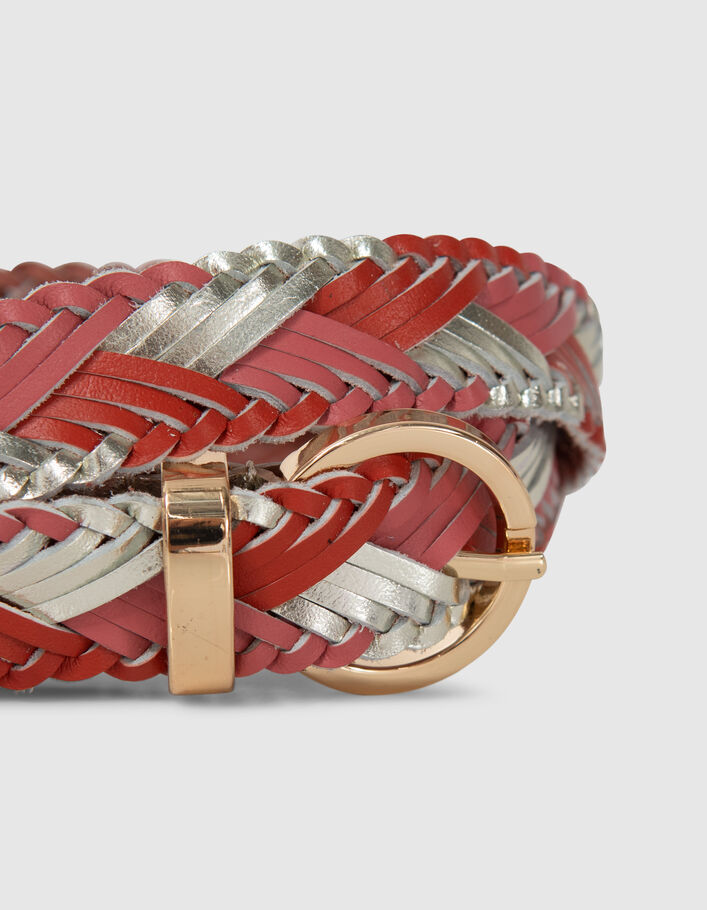 Cinturón rojo, rosa, dorado cuero trenzado I.Code - I.CODE