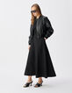 Schwarzer Lederbomber Damen maxi &Ouml;sen-Design-1
