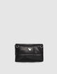 Schwarze Damen-Umh&auml;ngeclutch gestepptes Leder-3