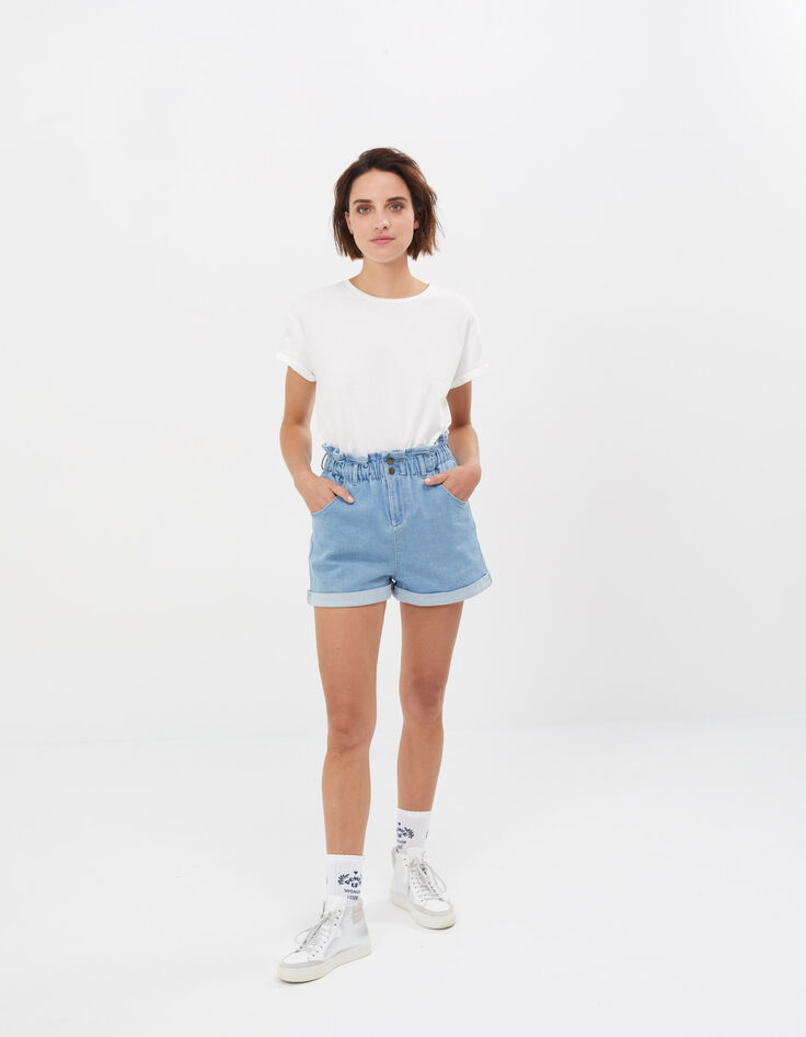 Tee-shirt blanc cassé broderies manche I.Code-11