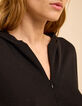 I.Code black hooded T-shirt with zipped collar-4