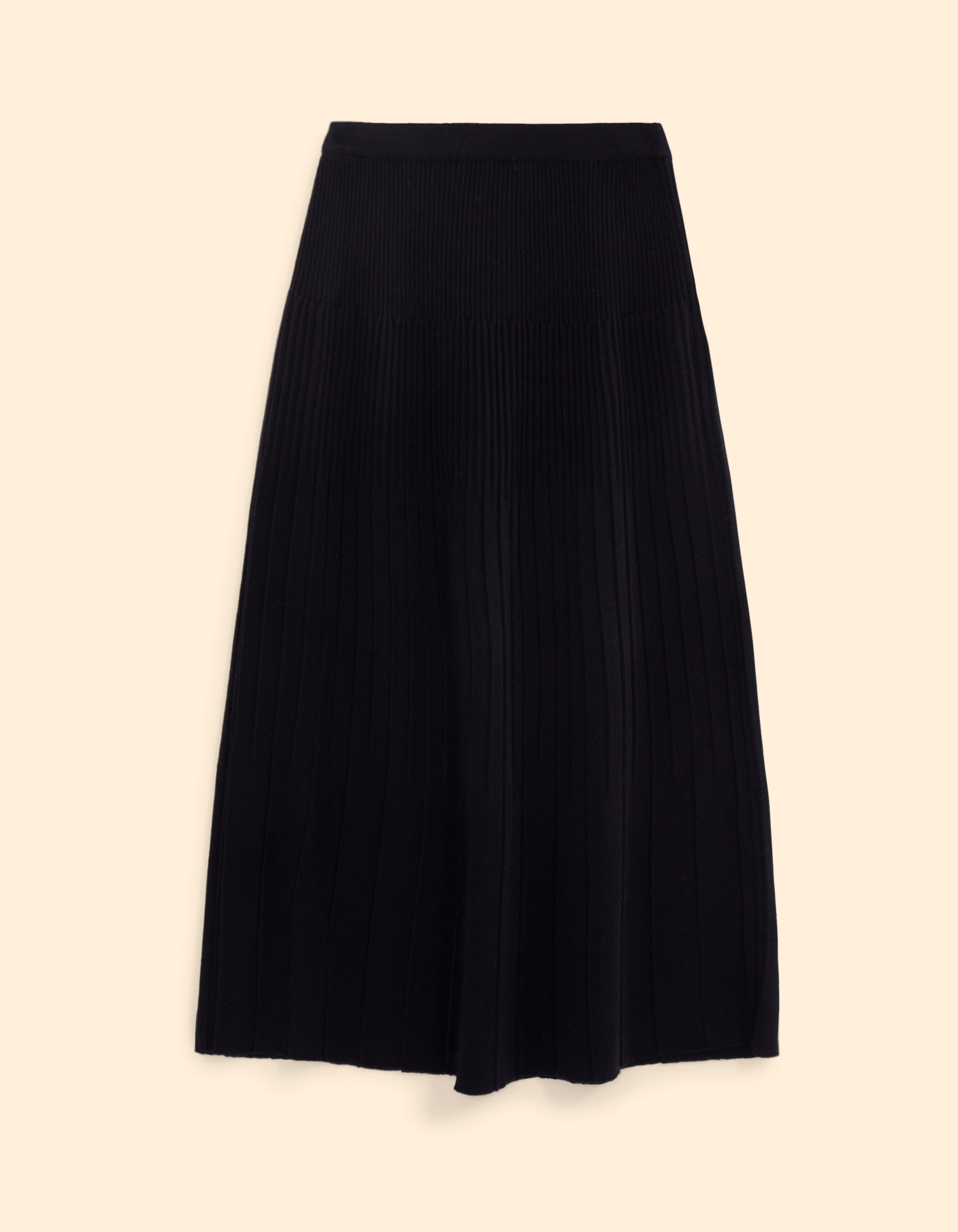 I.Code x Lafrancaise black pleated knit midi skirt