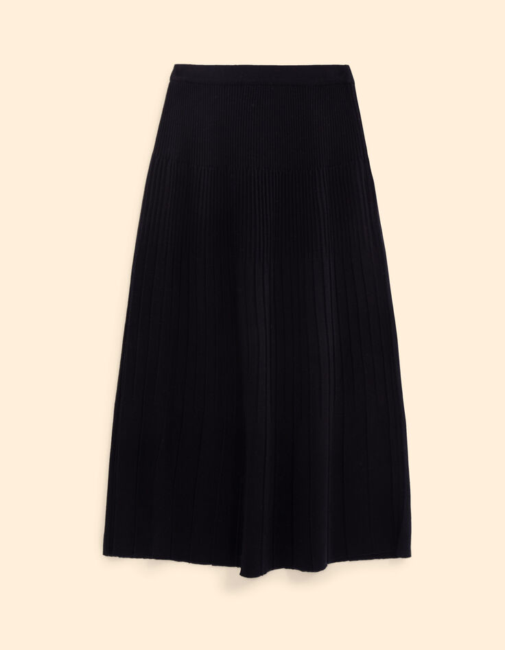 Zwarte midi-plooirok tricot I.Code x Lafrançaise-6