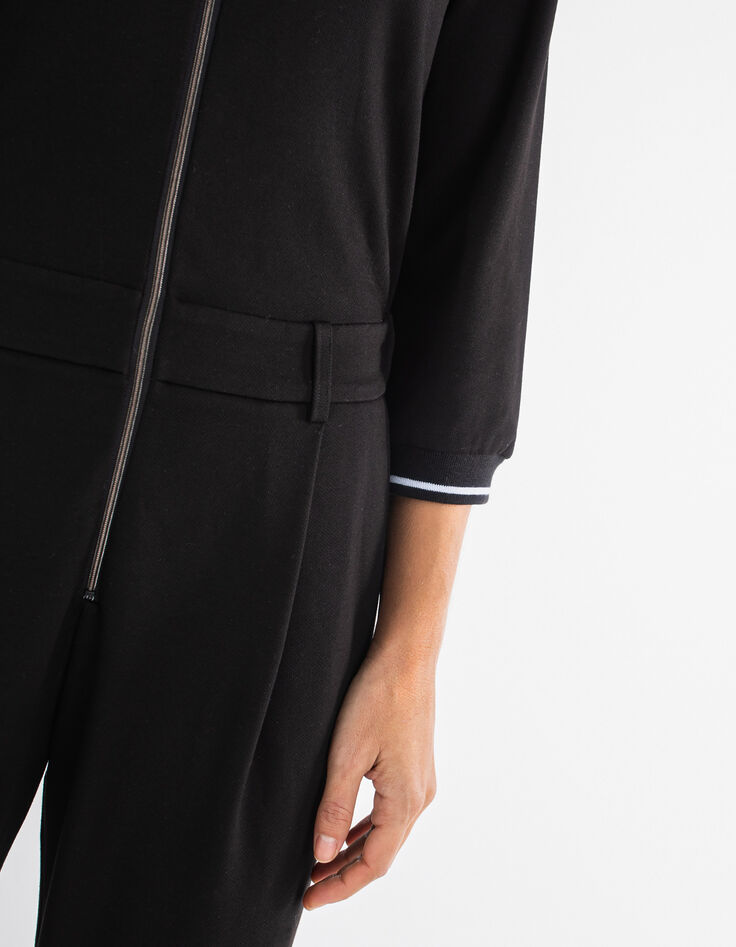Zwarte jumpsuit gestreepte ribboorden I.Code-3