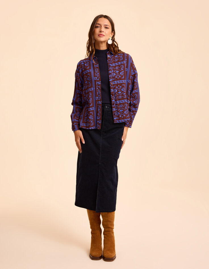 Overhemd lange mouwen patchwork tekst I.Code-6