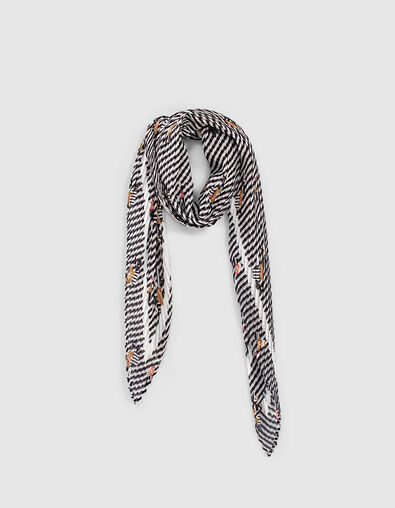 Pañuelo rombo negro plisado rayas flores I.Code