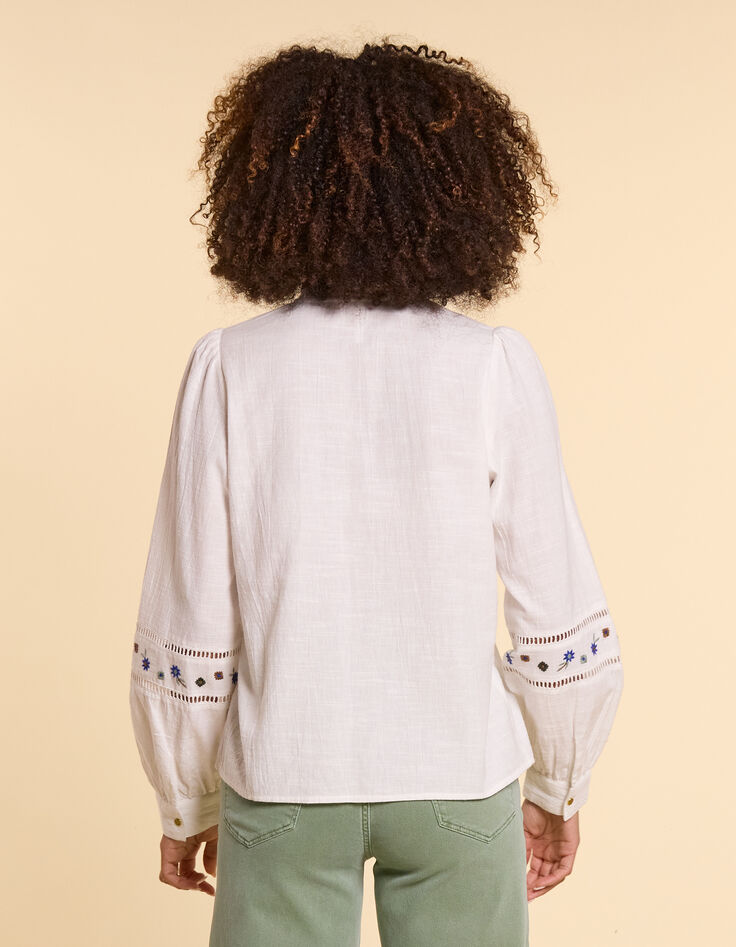 Camisa blanco roto bordados flores I.Code-6