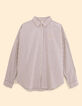 Chemise &eacute;crue ray&eacute;e dark purple brod&eacute;e c&oelig;ur I.Code-6