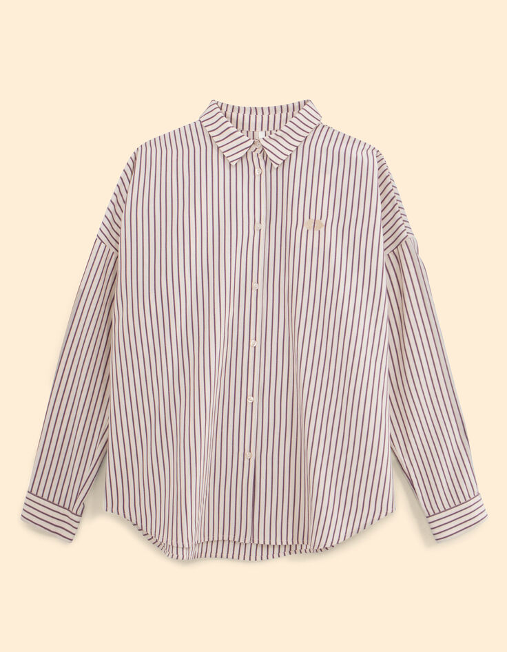 Chemise &eacute;crue ray&eacute;e dark purple brod&eacute;e c&oelig;ur I.Code-6