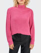 I.Code cherry pink decorative knit high-neck sweater-2