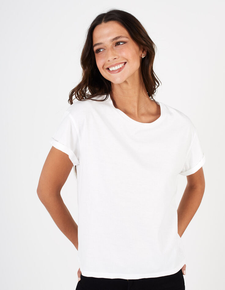 Tee-shirt blanc cassé broderies manche I.Code-2