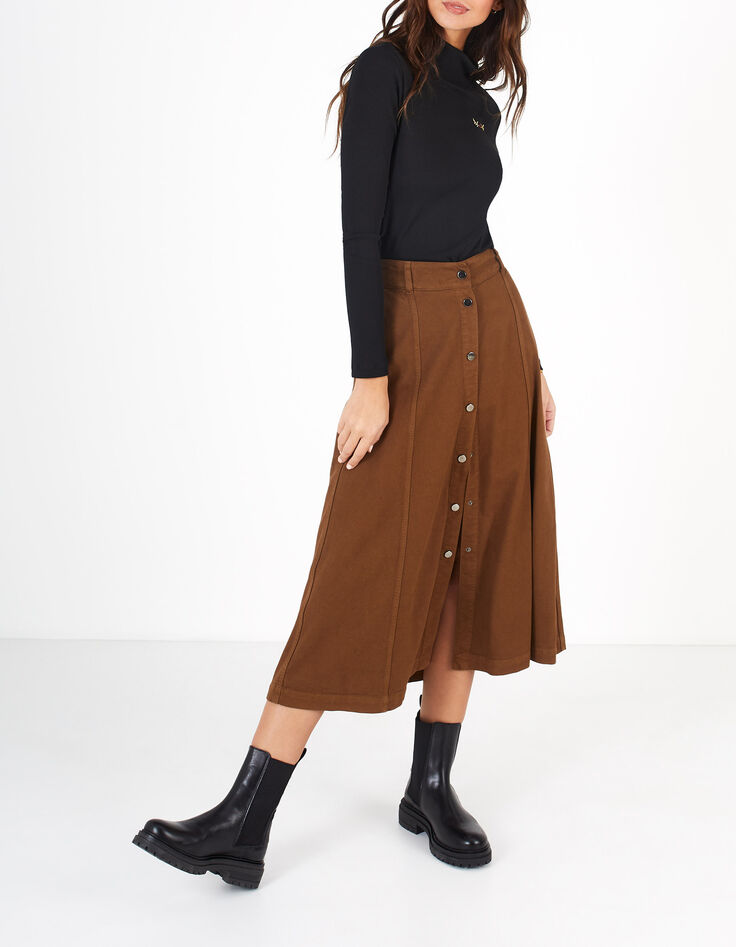 Jupe en jean longue fauve boutonnée I.Code-1