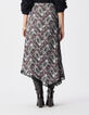Asymmetrischer langer Rock mit bordeauxfarbenem Paisleymuster Damen-5