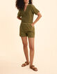 Combi-short kaki avec ceinture brod&eacute;e I.Code-5