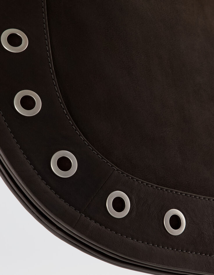 Die Tasche aus braunem Leder f&uuml;r Damen mit &Ouml;senverzierung-4