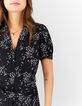 Lange zwarte jurk luipaard-bloemenprint I.Code-3