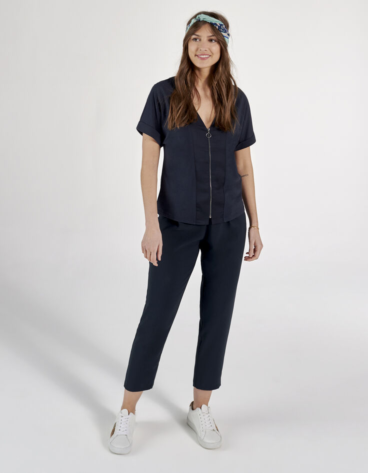 Marine top in twee materialen met rits I.Code-5