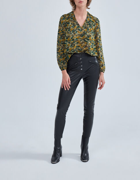 Moosgr&uuml;ne Damenbluse mit Green-Camo-Print - IKKS