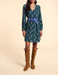 I.Code paisley print midnight green dress-6