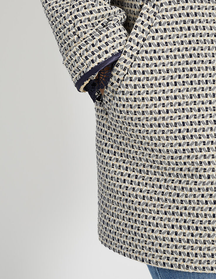 Manteau marine jacquard fantaisie I.Code-2