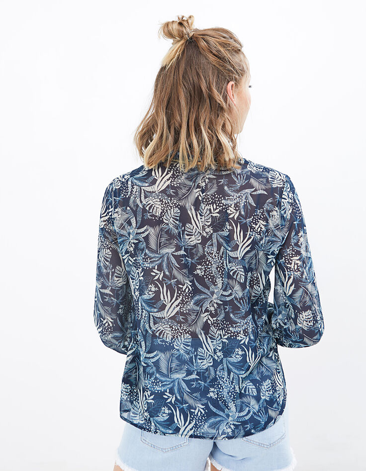Blouse bleue imprimé tropical I.Code-3
