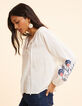 Blouse écrue maxi broderie fleurs I.Code-1