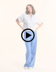 Witte cropped hemdblouse strepenmotief I.Code-2