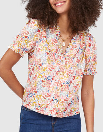 I.Code white top with seaside paisley print