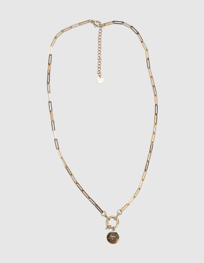 I.Code gold-tone metal fine chain necklace with charm - I.CODE