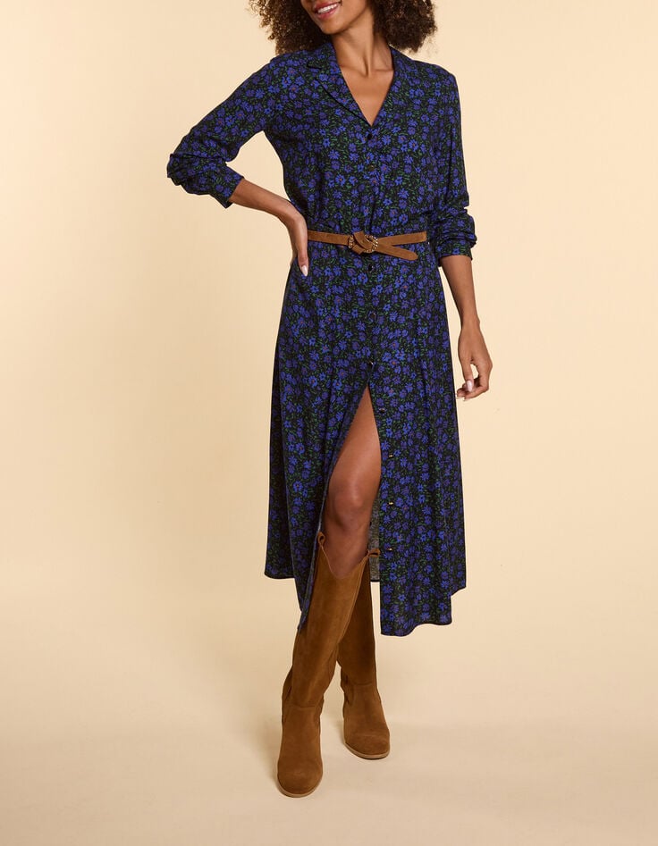 Schwarzes Top mit Winterblumenprint I.Code-5 Schwarzes Top mit Winterblumenprint I.Code-5