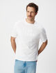 Camiseta con mensaje flocado de terciopelo blanco-2