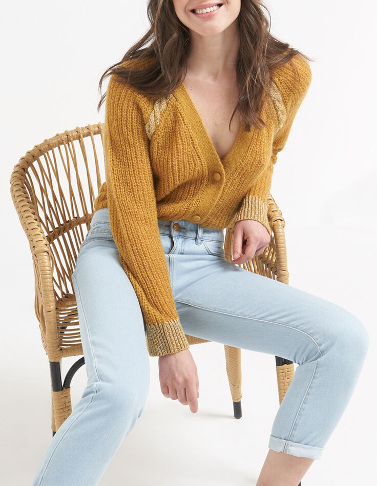 Cardigan mélèze tricot à torsades lurex I.Code-2 Cardigan mélèze tricot à torsades lurex I.Code-2