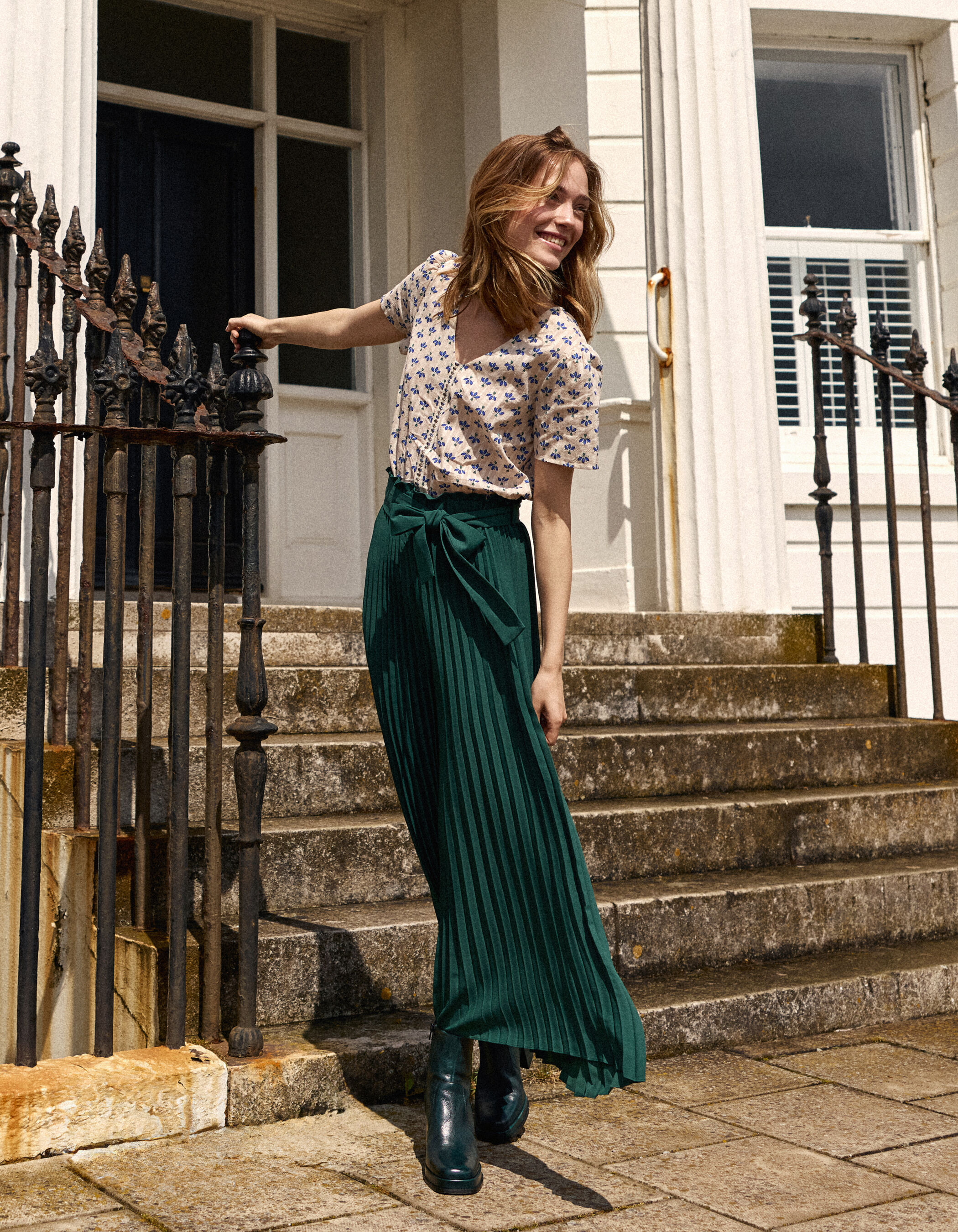 Pantalon plissé vert online
