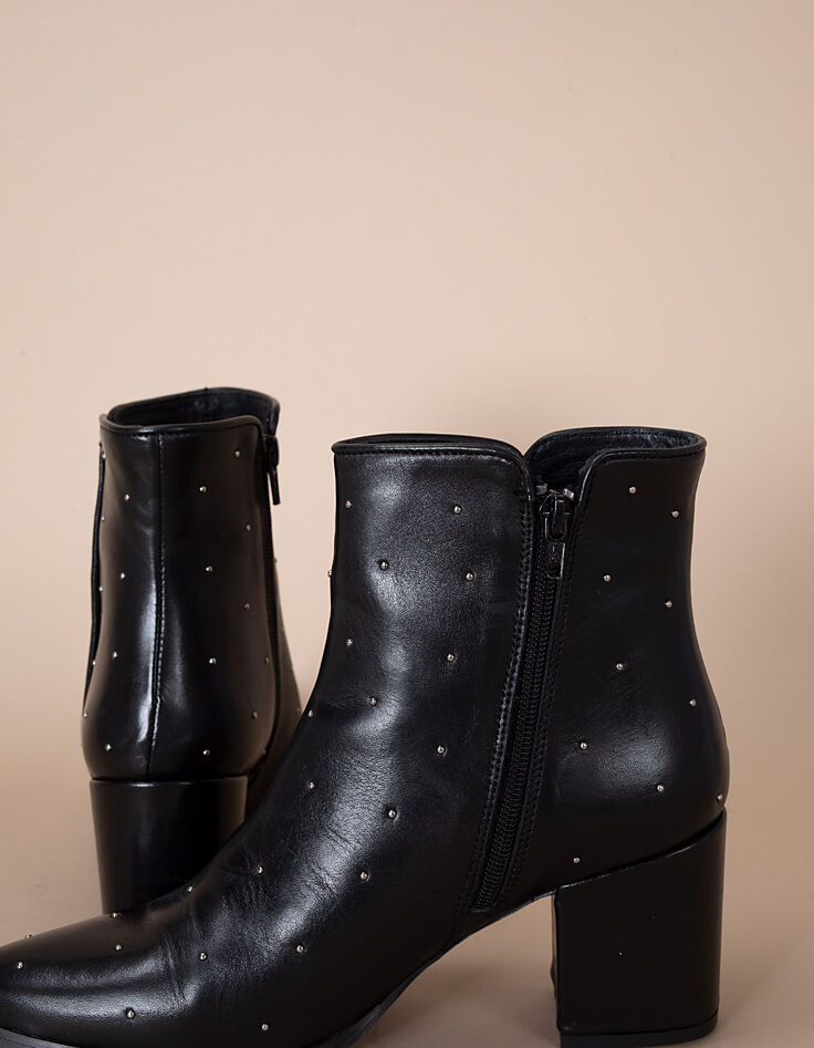 Boots noirs cuir lisse clouté I.Code-5
