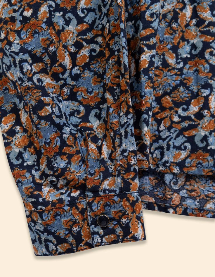 Blusa azul flores barrocas I.Code-4 Blusa azul flores barrocas I.Code-4