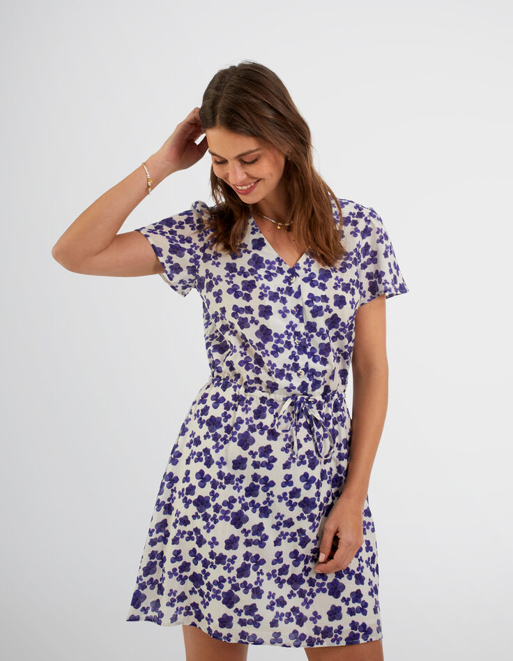 Weißes Kleid mit Anemonen-Print I.Code-2