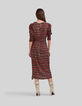 Schwarzes Midi-Damenkleid mit Ikatprint-2