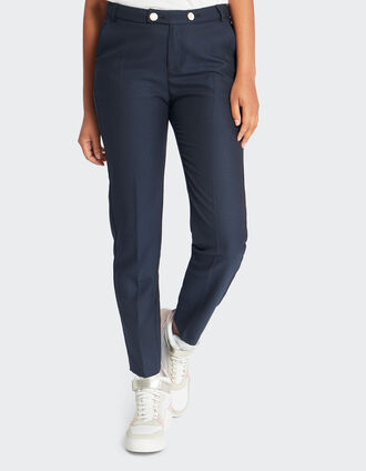 I.Code navy jacquard houndstooth trousers